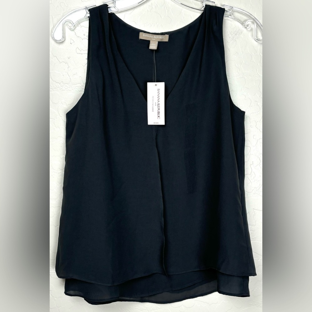 NEW Banana Republic Ruffle Layered Tank Top Sz PXXS Cast Iron Gray 0672